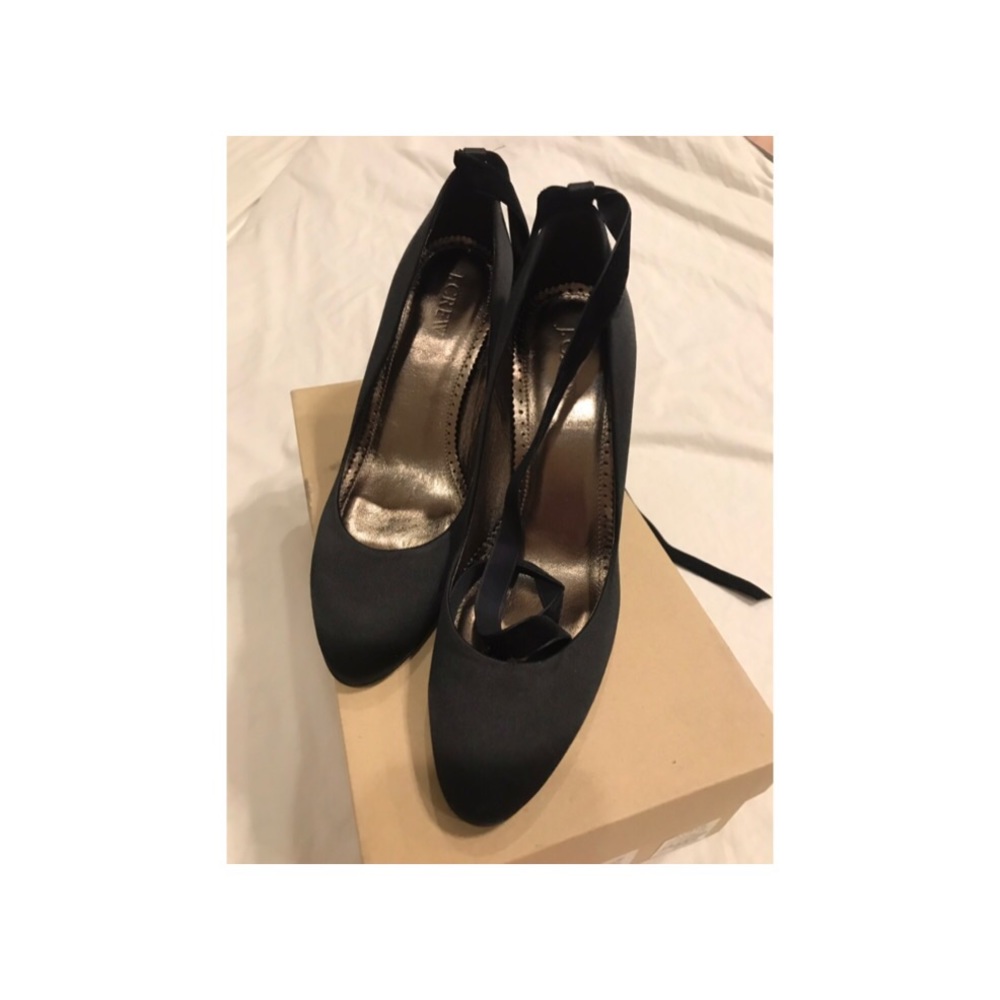 JCrew - Delaney Satin Heels Black